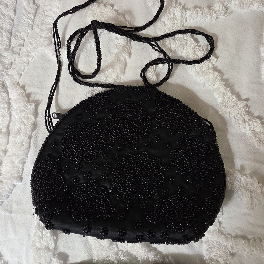Elegant Black Beaded Evening Bag